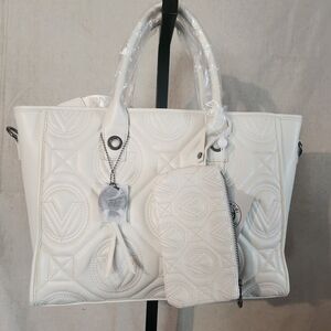 Valentino Orlandi White Quilted Tote Bag Set